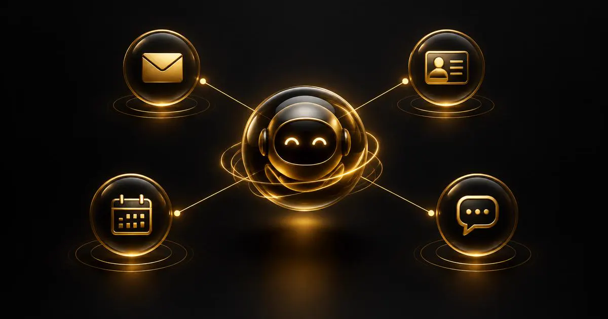 Agente de inteligencia artificial coordinando tareas de una pyme: email, CRM, agenda y WhatsApp