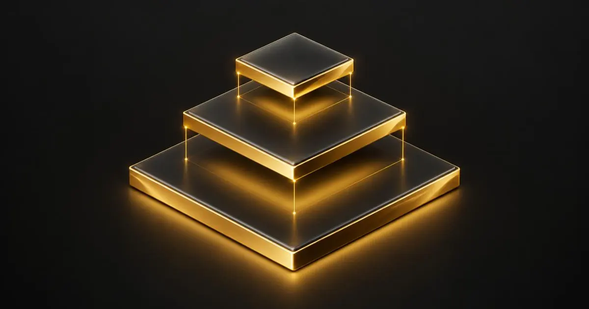 Tres capas conectadas con las etiquetas SEO, AEO y GEO sobre fondo negro y dorado